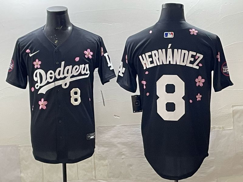 Men 2025 Nike Los Angeles Dodgers #8 Hernandez Black Game MLB Jersey 07->los angeles dodgers->MLB Jersey